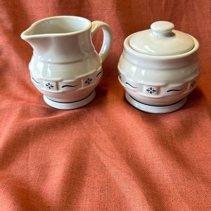 Longaberger creamer and sugar
